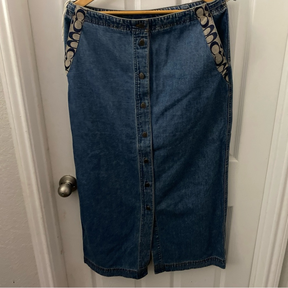 Ralph Lauren Jeans Co Long Jean Skirt W/C-Design Pockets Womens Sz 14 Vtg 1980’s